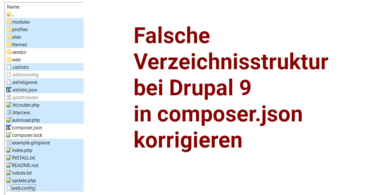 Falsche Verzeichnisstruktur bei Drupal 9 in composer.json korrigieren