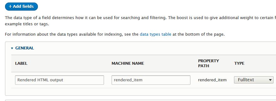 Field Display-Mode bei Search API Index für Drupal 8 Suche auswählen