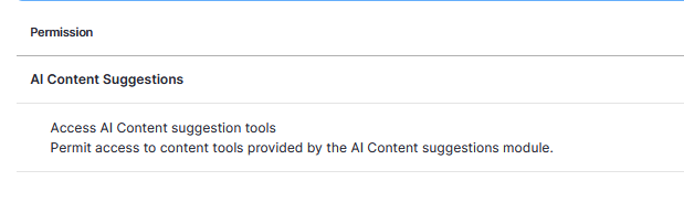Berechtigung vergeben für Textoptimierungen mit AI Content Suggestions in Drupal