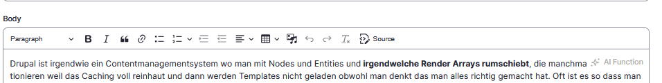 AI Content Suggestions direkt im Feld AI Function